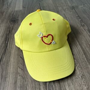 New Yellow Baseball Cap with Cupid Heart Embroidery
